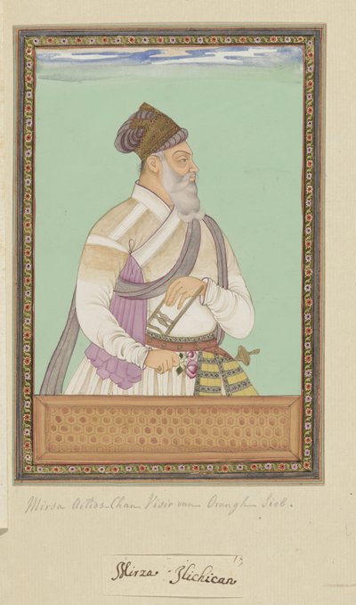 Porträtt av Mirza Ilich Khan, som har varit Aurangzebs vesir av Anonymous