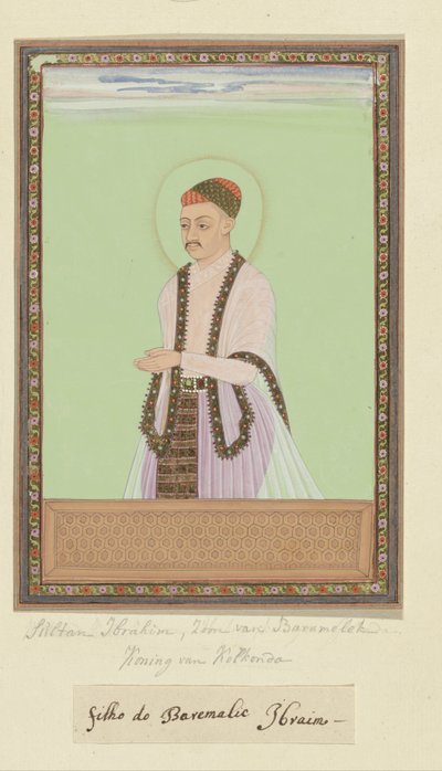 Porträtt av Sultan Ibrahim, son till Bara Malik, styrde Golconda efter sin far av Anonymous