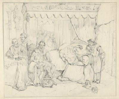 Prins Willem I, efter det misslyckade mordförsöket av Jean Jauregui 1582, sköts av Charlotte de Bourbon av Anonymous