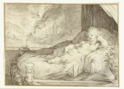Putto liggande på en soffa av Anonymous