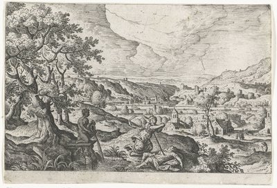 Pyramus och Thisbea Landskap med mytologiska och bibliska scener (serietitel) av Anonymous