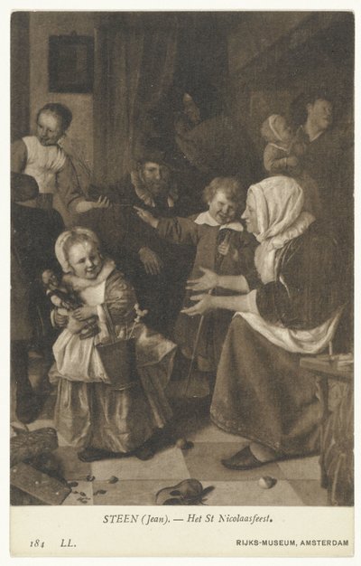 Reproduktion av målningen Sankt Nikolaus högtid av Jan Steen St Nicholas högtid (titel på objektet) Rijks-Museum, Amsterdam (serietitel) av Anonymous