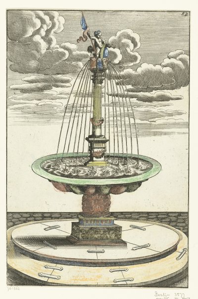 Runt handfat med toskansk pelare Architectura Curiosa Nova (serietitel) av Anonymous