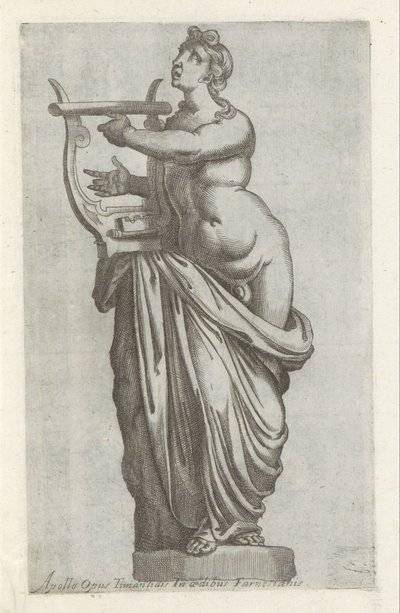 Skulptur av Apollon Apolloverk av Timanlidis i det farnesiska palatset (titel på objektet) Antika skulpturer i Rom (serietitel) Ikoner av de antika statyerna av staden Rom som ses på offentliga platser (serietitel) av Anonymous