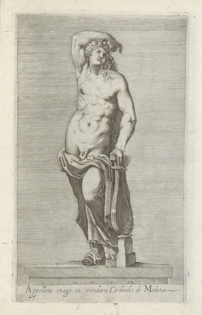 Skulptur av Apollon Bild av Apollonius i kardinal de Medicis gröna trädgård (titel på objekt) Antika skulpturer i Rom (serietitel) Ikoner av de antika statyerna av staden Rom som ses på offentliga platser (serietitel) av Anonymous
