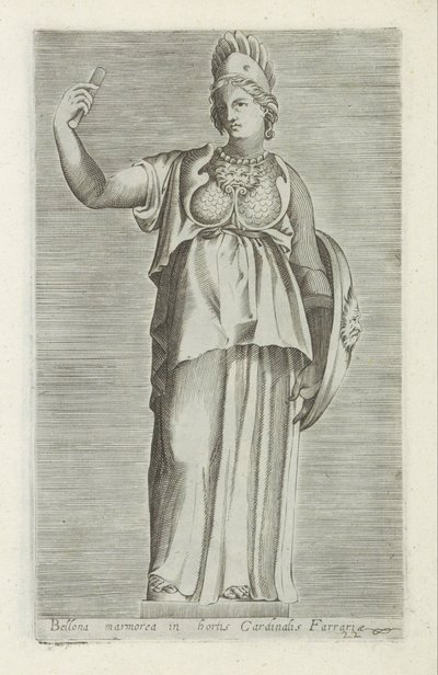 Skulptur av Bellona Bellona-marmor i kardinal Farrarias trädgårdar (titel på objektet) Antika skulpturer i Rom (serietitel) Ikoner av de antika statyerna av staden Rom som ses på offentliga platser (serietitel) av Anonymous
