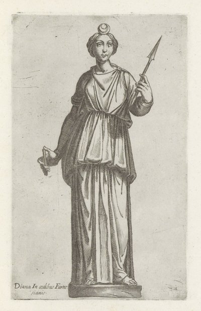 Skulptur av Diana Diana i Farnesian House (titel på objekt) Antika skulpturer i Rom (serietitel) Ikoner av de antika statyerna av staden Rom som ses på offentliga platser (serietitel) av Anonymous