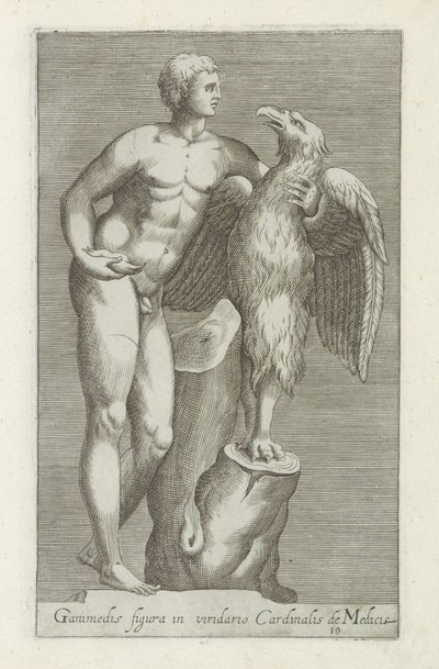 Sculptuur van Jupiter als adelaar träffade Ganymedes Figur av Ganymedes i kardinal de