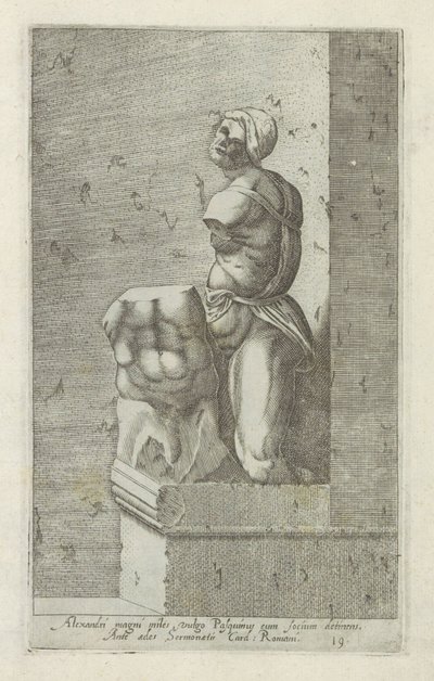 Skulptur av Pasquino En soldat till Alexander den store, allmänt känd som Pasquinus, som håller i Phocius (...) (titel på objektet) Antika skulpturer i Rom (serietitel) Ikoner av de antika statyerna av staden Rom som ses på offentliga platser (serietitel) av Anonymous