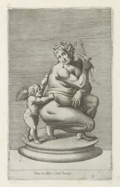 Skulptur av Venus en Amor Venus i Cards hus. Farnesii (titel på objekt) Antika skulpturer i Rom (serietitel) Ikoner av de antika statyerna av staden Rom som ses på offentliga platser (serietitel) av Anonymous
