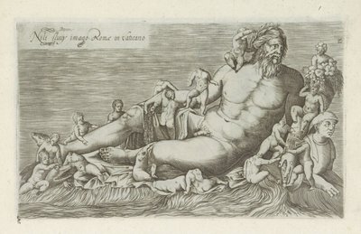 Sculptuur van de rivier de Nijl Nilen fluvy bild av Rom i Vatikanen (titel på objekt) Antika skulpturer i Rom (serietitel) Ikoner av de antika statyerna av staden Rom som ses på offentliga platser (serietitel) av Anonymous