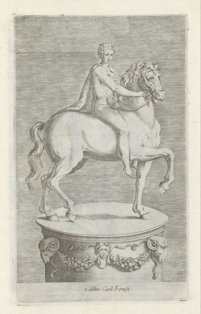 Skulptur av en naakte jongen på en paard Antika skulpturer i Rom (serietitel) Ikoner av de antika statyerna av staden Rom som ses på offentliga platser (serietitel) av Anonymous