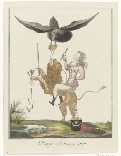 Tecknad film om den holländska betalningen till Preussen, 1787 Rensa en l