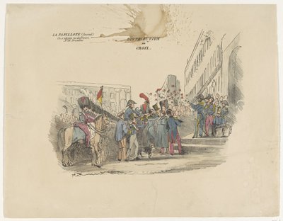 Tecknad film om utdelningen av belgiska hederskors, 1834 Distribution de Croix (titel på objekt) av Anonymous