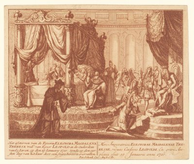 Dödsbädd av kejsarinnan Eleanor av Pfalz-Neuburg, 19 januari 1720 Kyserin Eleonora Magdalena Theresa Woads död. av Kyser Leopold i en ålder av 65 Iaren (...) (titel på objekt) av Anonymous