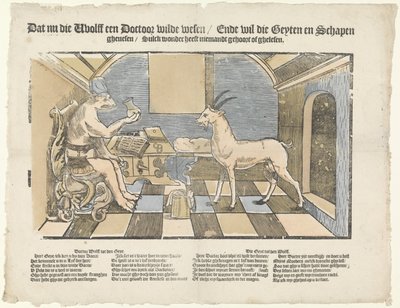 Vargen och geten Vargen och geten Att nu att wholff ville bli doktor / Ende vill att geyten och får / ghenesen / Sulck undrar ingen har hört eller ghelesen (titel på objekt) av Anonymous