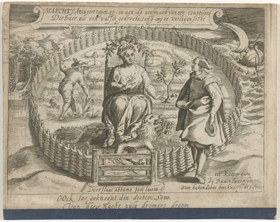 Broschyrens titelsida: Maechts svarar mot, på och aen, en kurtisans tal / Die haer als een falsk monstrositet, tunga-erg till leijen socht, 1617 av Anonymous