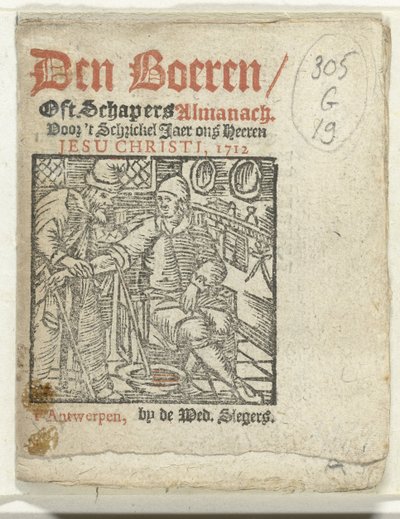 Titelsida för: Den Boeren / Oft Schapers Almanach Voor 