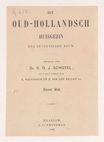 Titelsida för: Gillis Dyonisius Jacobus Schotel, The Old Dutch Household, Second Piece, 1868 av Anonymous