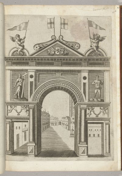 Triumfporten med allegoriska figurer och Putti med kedjan av Guldfleeceorden, 1594 av Anonymous