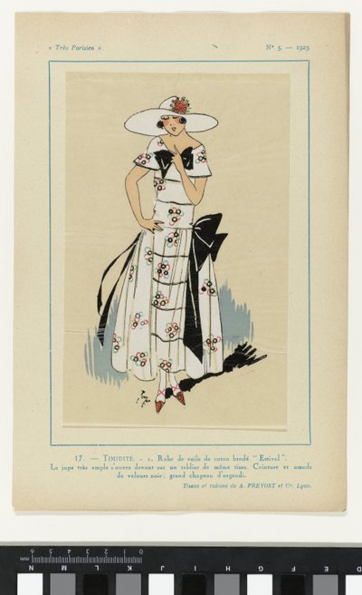 Mycket parisisk, 1923, nr 5: 17.- BLYGHET. - 1. Slöjdklänning... av Anonymous