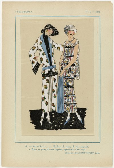 Mycket parisisk, 1923, nr 5: 9.- SANS-SOUCI. 1. Jersey kostym... av Anonymous