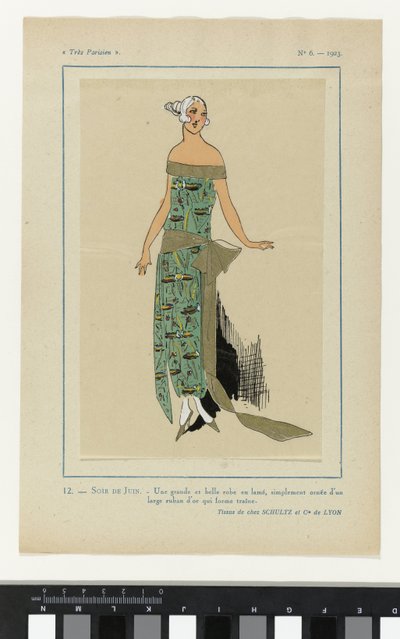 Mycket parisisk, 1923, nr 6: 12.- JUNI KVÄLL. - En stor och vacker klänning... av Anonymous