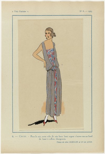 Mycket parisisk, 1923, nr 6: 6.- CRICRI. - Till kvällen, den här klänningen... av Anonymous
