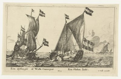 Två fartyg: en statlig yacht och en tolk An Explainer eller Watte Convoyer A States Yacht (titel på objekt) av Anonymous