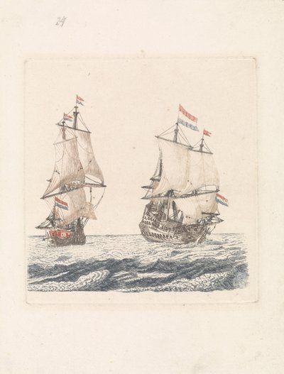 Två segelfartyg till havs av Anonymous