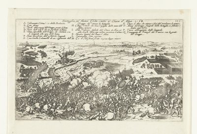 Veldslag aan de rivier de Gete, 1568 Slag vid floden Geta under hertigen av Alva. 1568 (titel på objekt) av Anonymous