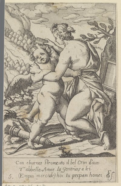 Venus kammar Amor .s hår Scener med Venus och Amor (kopior) (serietitel) Scherzi d