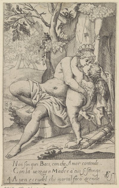 Venus kysser Amor Scener med Venus och Amor (kopior) (serietitel) Scherzi d