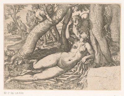 Venus väcks av en satyr av Anonymous