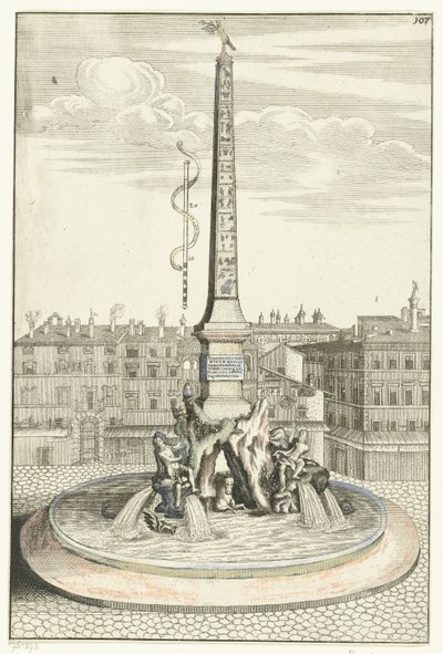 Vier Stromen Fontein Innocentivs tio mvs p.m. Pamphilis födelseplats (...) (titel på objekt) Nyfiken ny arkitektur (serietitel) av Anonymous