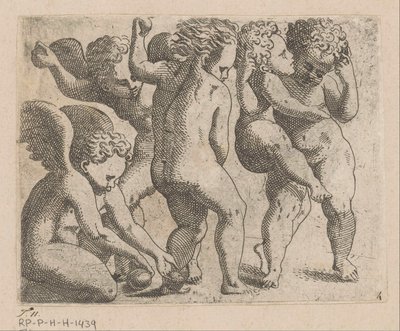 Fem lekande putti med frukter av Anonymous