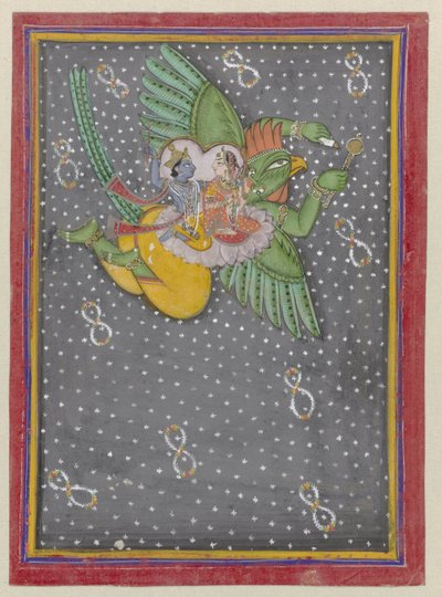Vishnu och Lakshmi rider Garuda av Anonymous