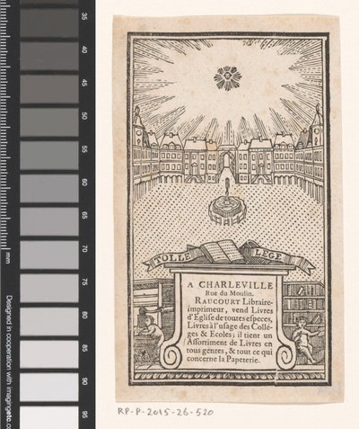 Visitkort av Jean-Baptiste-François Raucourt, bokhandlare och tryckare i Charleville av Anonymous