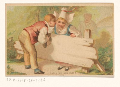 Visitkort av änkan Joseph van Ishoven, bokhandel i Antwerpen Prize et Surprise (titel på objekt) av Anonymous