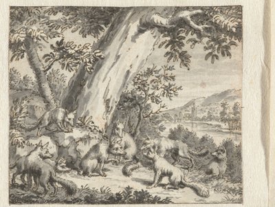 Räv som fick svansen avskuren Design för illustrationer för en utgåva av Jean de la Fontaines Fables (serietitel) av Anonymous