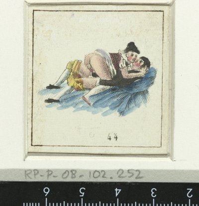 Par som älskar, man och kvinna klädd Eight Erotic Scene (serietitel) av Anonymous