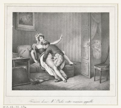 Par som älskar på en soffa Finissez donc Mr. Jules votre maman appelle. (titel på objekt) av Anonymous