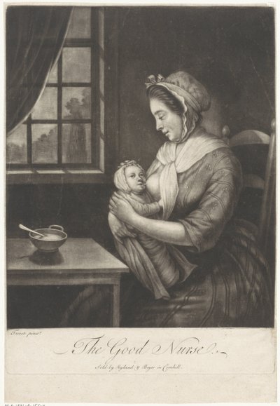 Kvinnan ammar The Good Nurse (titel på objekt) av Anonymous