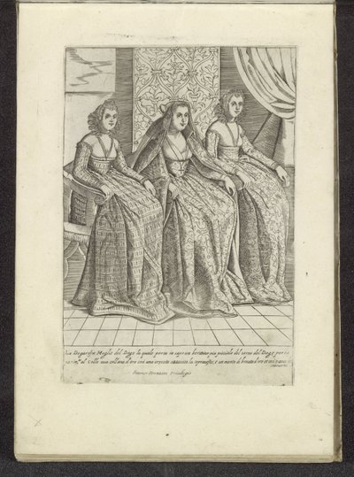 Vrouw van de doge met twee vrouwen Scènes uit het Venetiaanse leven (serietitel) Habiti d