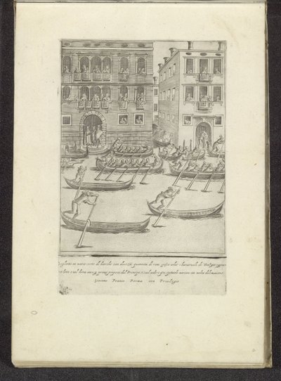 Tävling av gondoler och roddbåtar i Venedig Scener ur det venetianska livet (serietitel) Habiti d