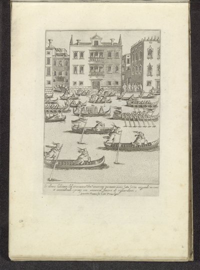 Tävling av gondoler och roddbåtar i Venedig Scener ur det venetianska livet (serietitel) Habiti d