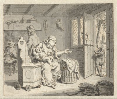 Varg, mamman och barnet Design för illustrationer för en utgåva av Jean de la Fontaines Fables (serietitel) av Anonymous
