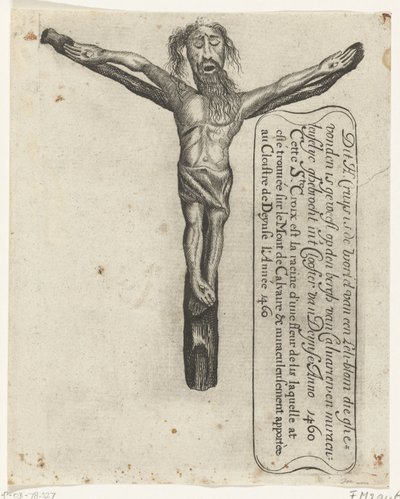Mirakulöst krucifix i klostret Deinze, 1460 Denna H. Cruys är roten till en Leli-blom som hittades på den Bergh van Calvarien och Miraculeuselyc ghebrocht in