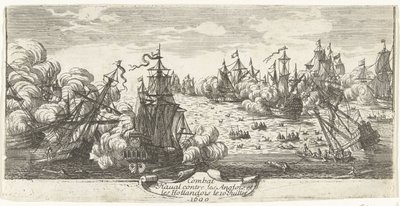 Zeeslag vid Beachy Head, 1690 Sjöstrid mot engelsmän och holländare den 10 juli 1690 (titel på objekt) av Anonymous