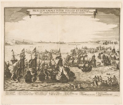 Sjöstrid mellan den svenska och danska flottan i Bältet, 1644 Praelium navale inter Suecos et Danos / Ao. 1644 / Se Schlacht Zwieschen den Schwedischen und Dehnischen Schieffflota (titel på objekt) av Anonymous